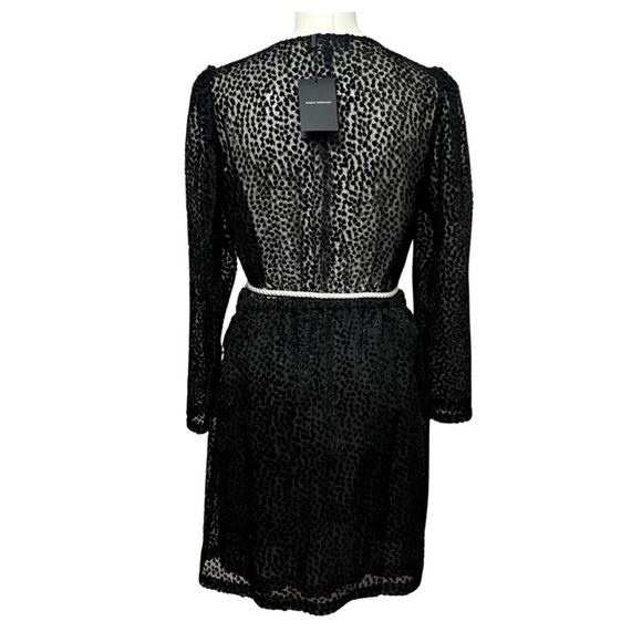 ROBERT RODRIGUEZ black burnout leopard print velvet puff sleeve dress 8 NWT - Picture 3 of 13